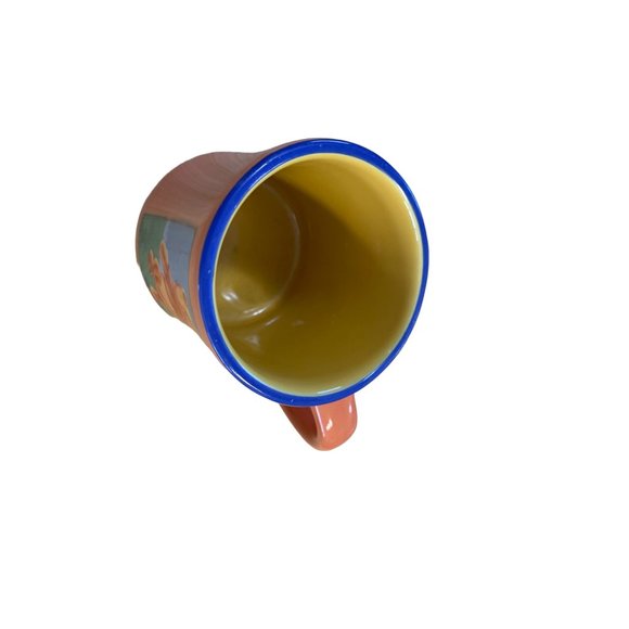 Disney Store Winnie the Pooh Cup Mug orange Heavy Duty Blue Gold inside 12 oz - Picture 2 of 4